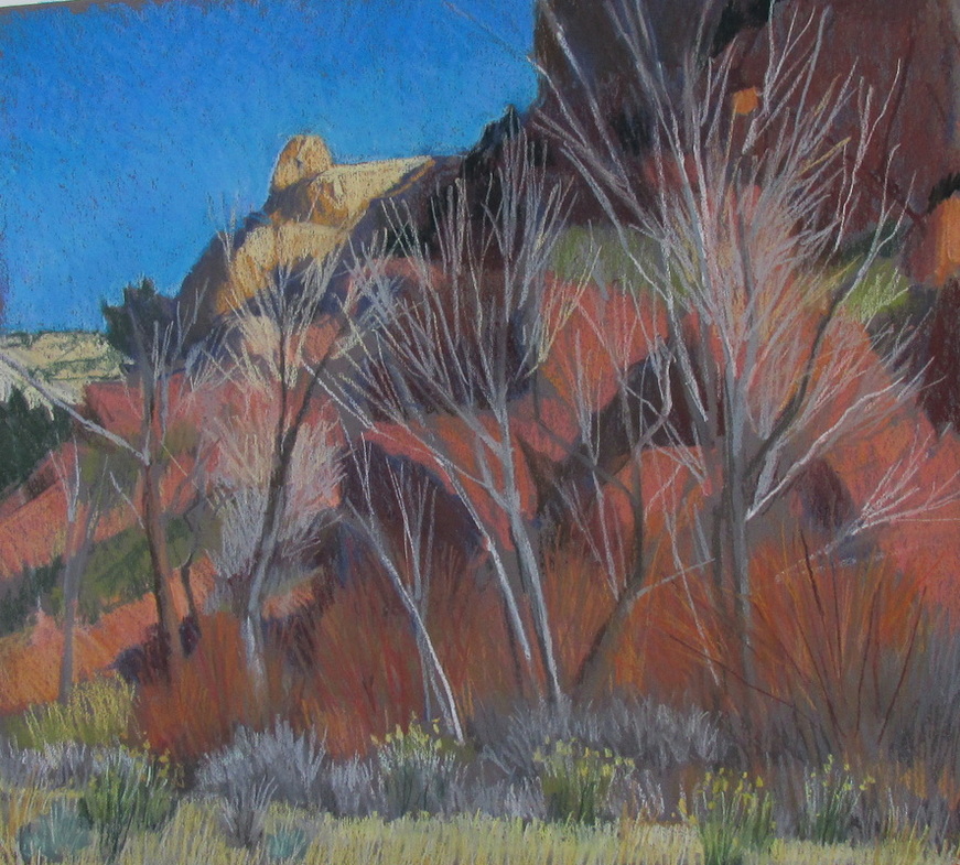 Calf Creek, Southwestern landscape, pastel, GSENM, Scotty Mitchell